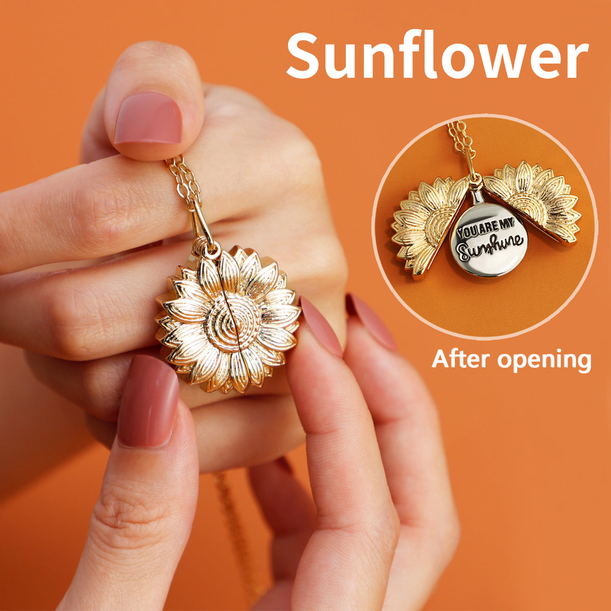 You Are My Sunshine Hidden Message Sunflower Necklace