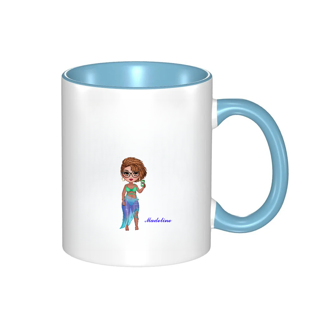 Personalized Cartoon Beach Girl Coffee Cup Ceramic Mug Birthday Gift for Her