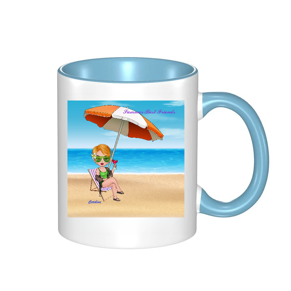 Personalized Cartoon Best Friends Summer Coffee Cup Ceramic Mug Birthday Gift for Friend