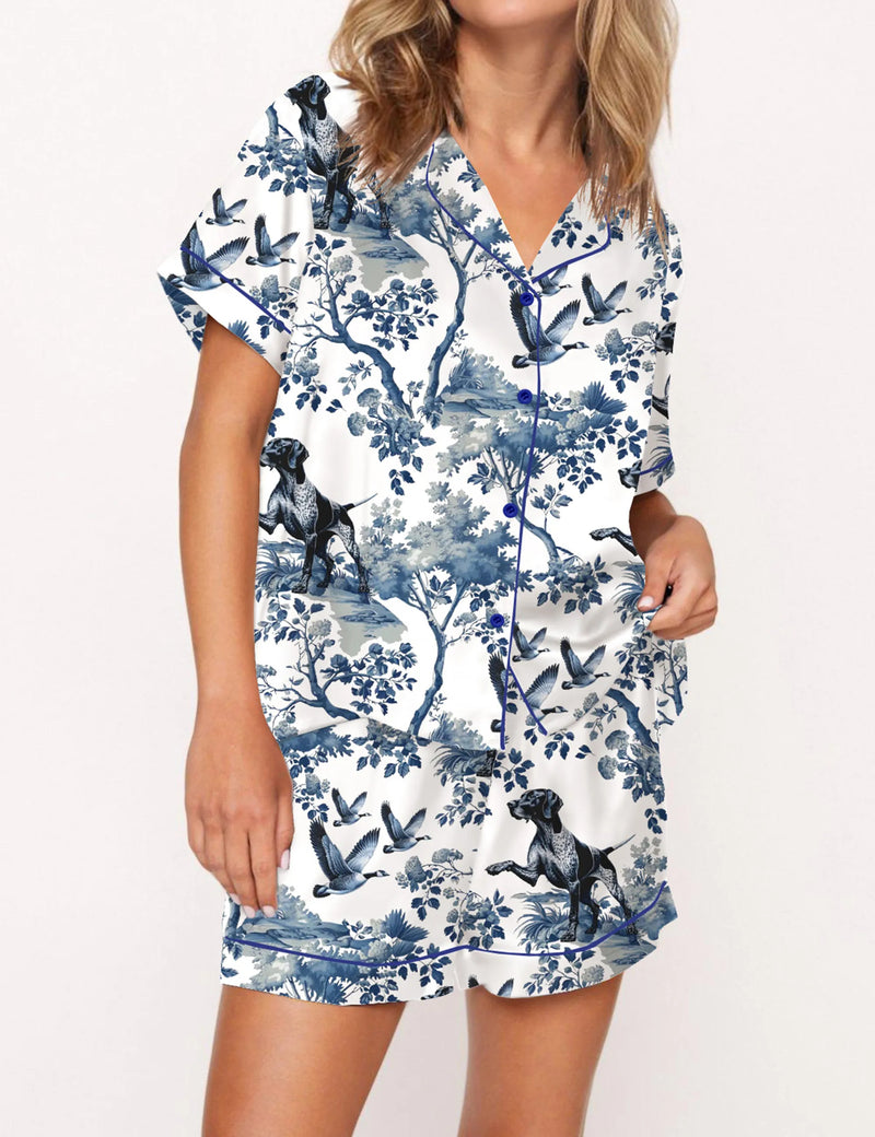 German Shorthaired Pointer Silky Satin Pajama Set For Women	