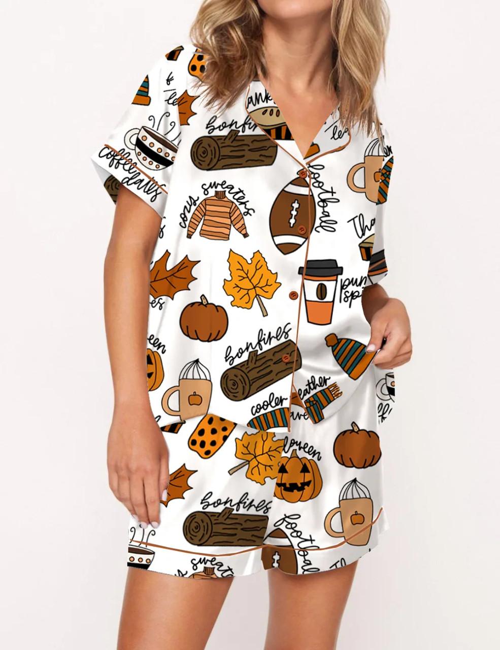 Fall Things Satin Pajama Set	