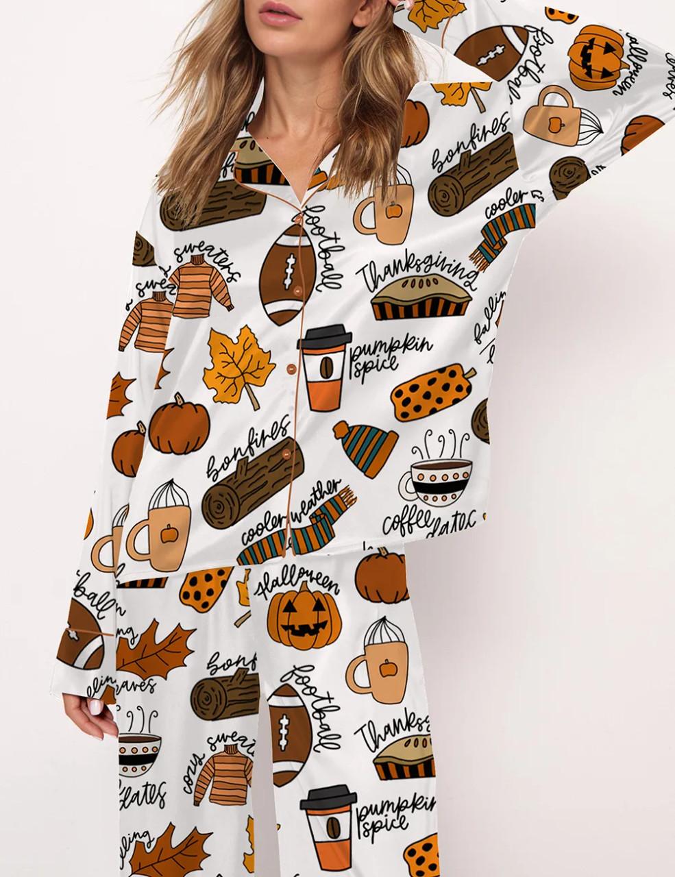 Fall Things Satin Pajama Set	