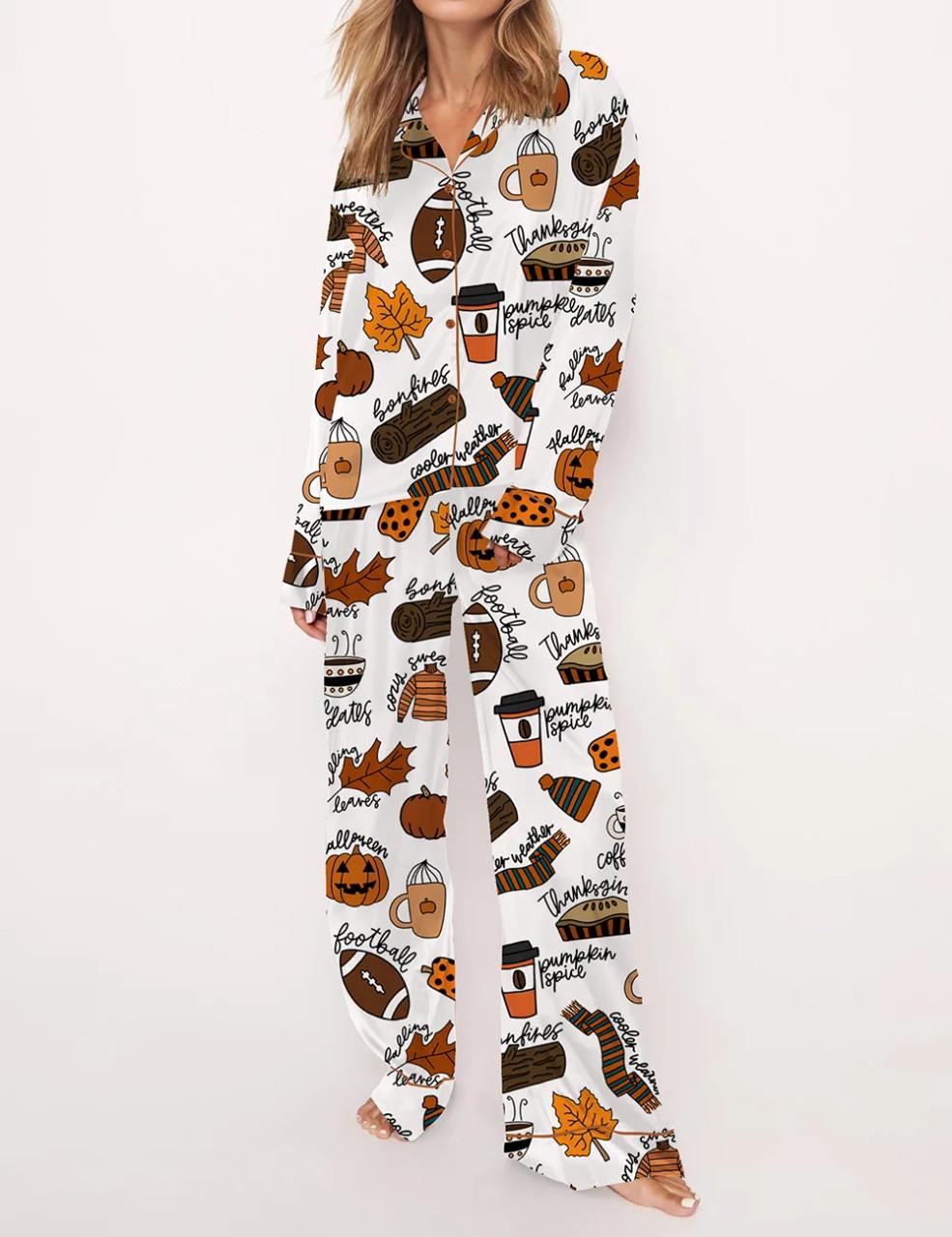 Fall Things Satin Pajama Set	