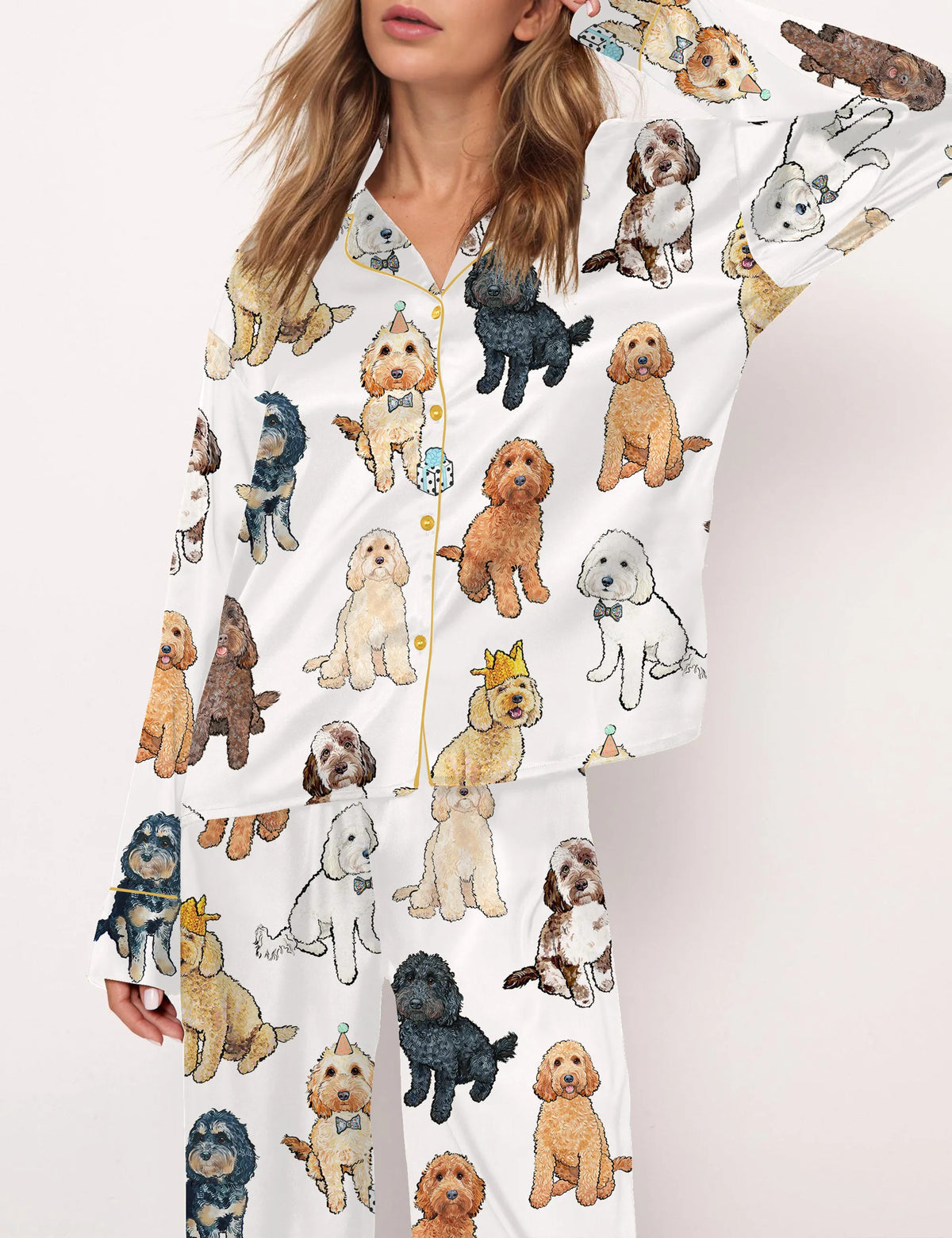 Cockapoo Silky Satin Pajama Set For Women	