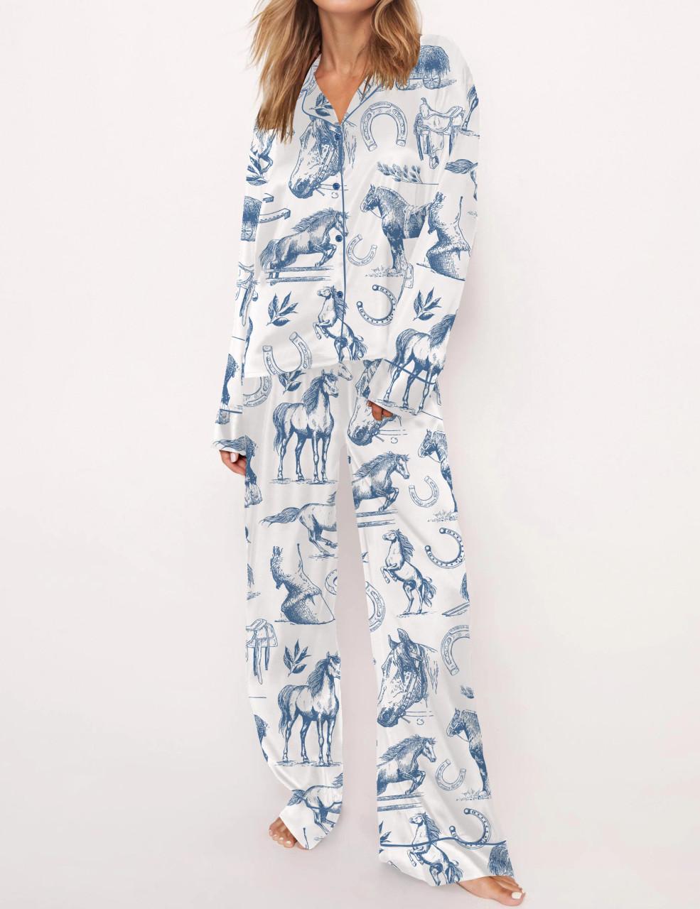 Horse Lover Satin Pajama Set For Women	