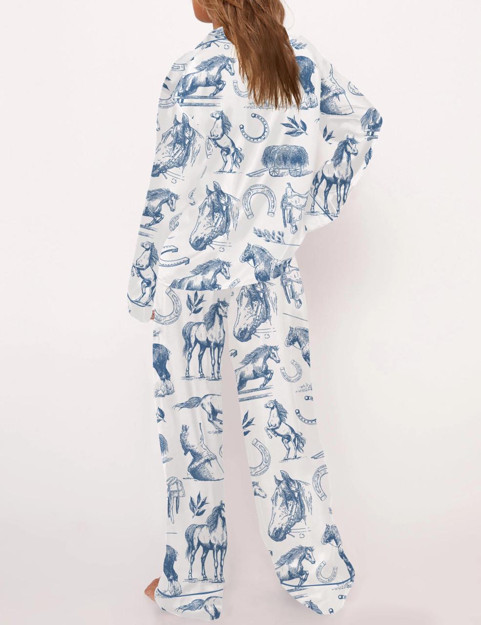 Horse Lover Satin Pajama Set For Women	