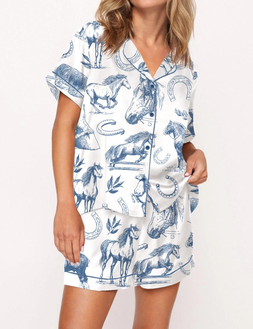 Horse Lover Satin Pajama Set For Women	