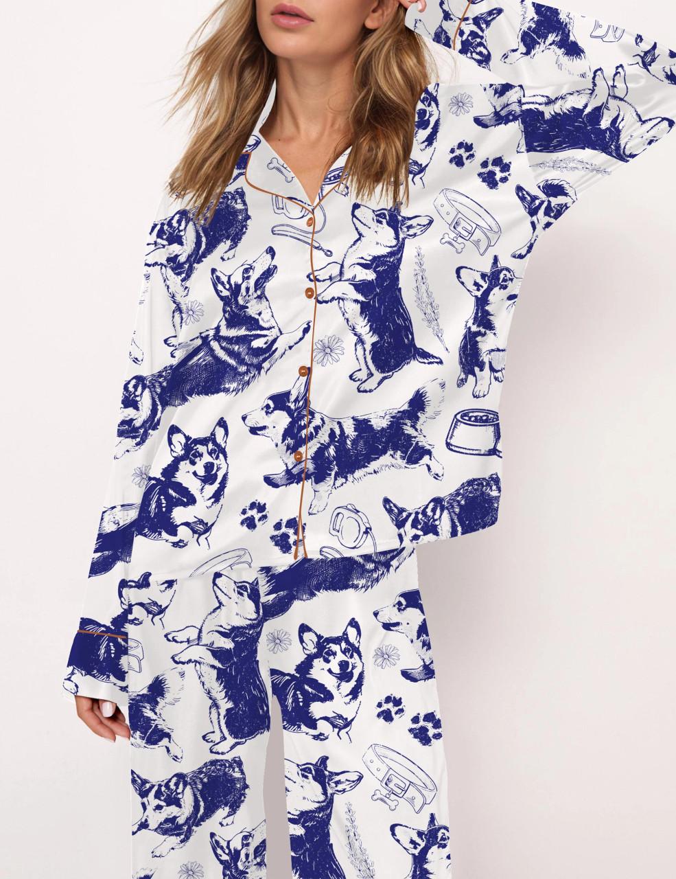 Corgi Mom Satin Pajama Set For Women	