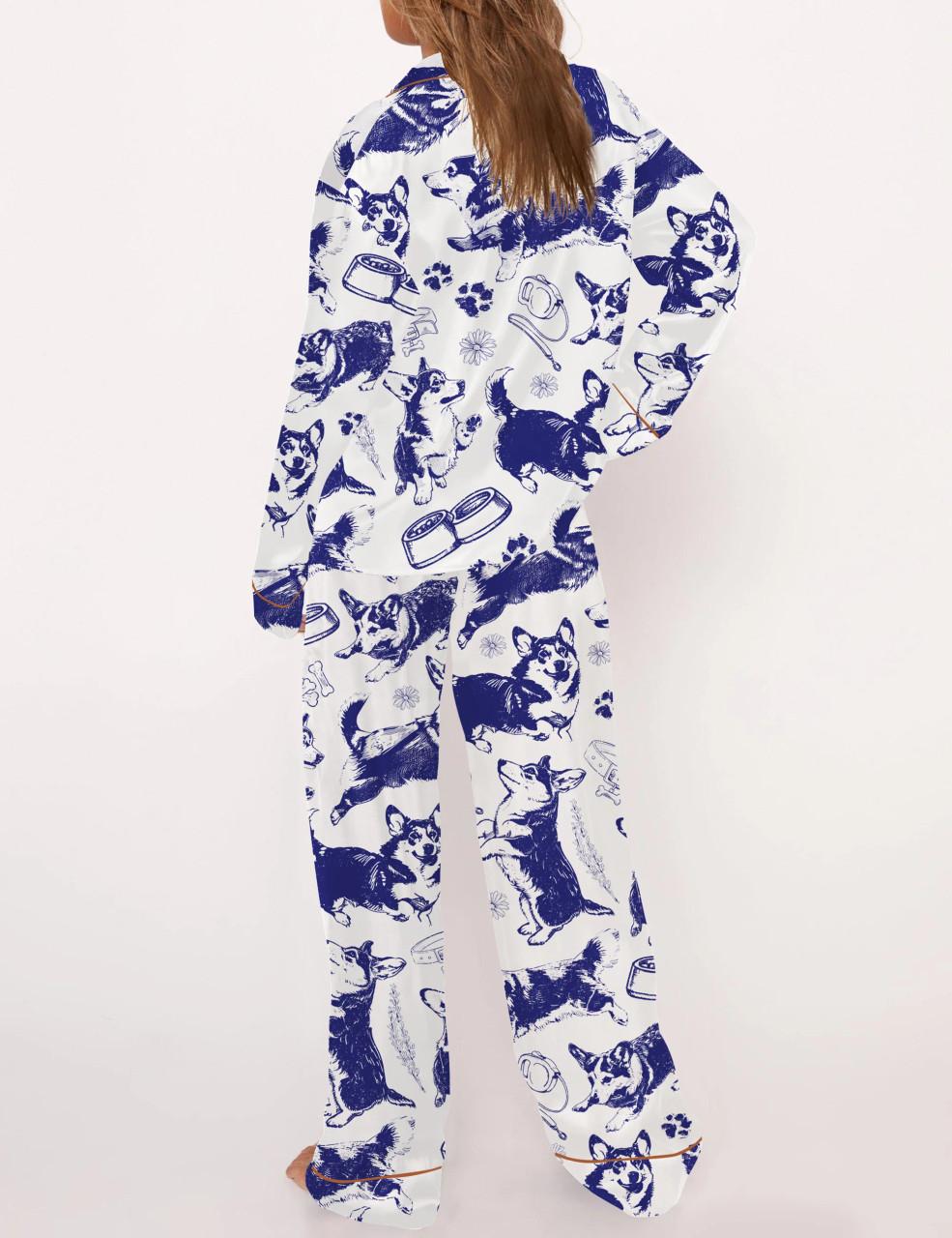 Corgi Mom Satin Pajama Set For Women	