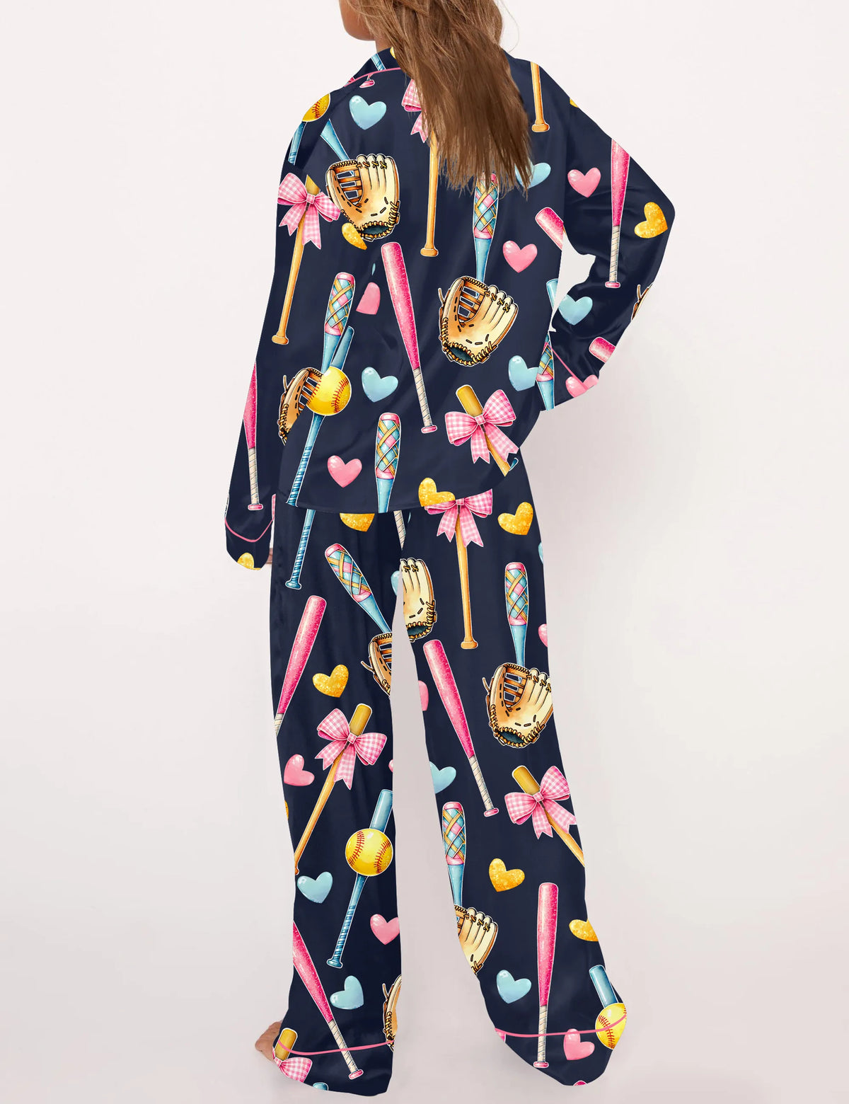 Coquette Softball Satin Pajama Set For Women	