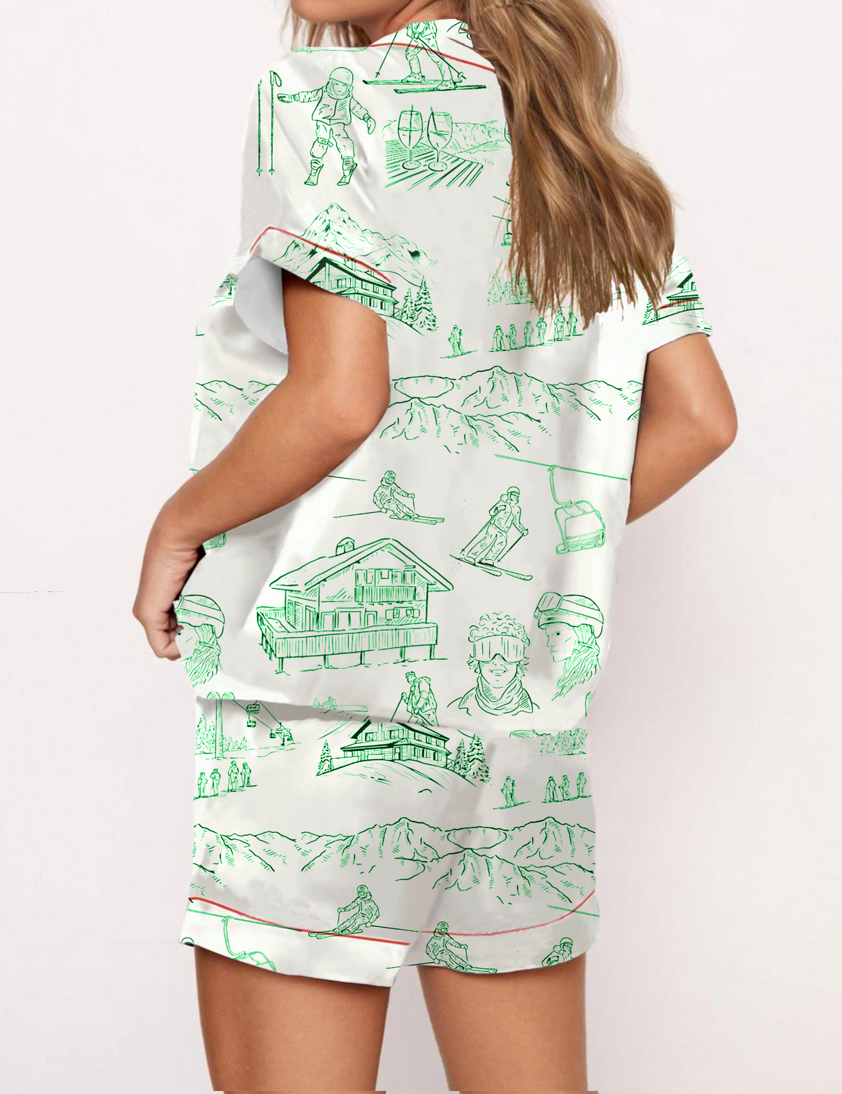 Apr¨¨s Ski Toile Silky Satin Pajama Short Set For Women