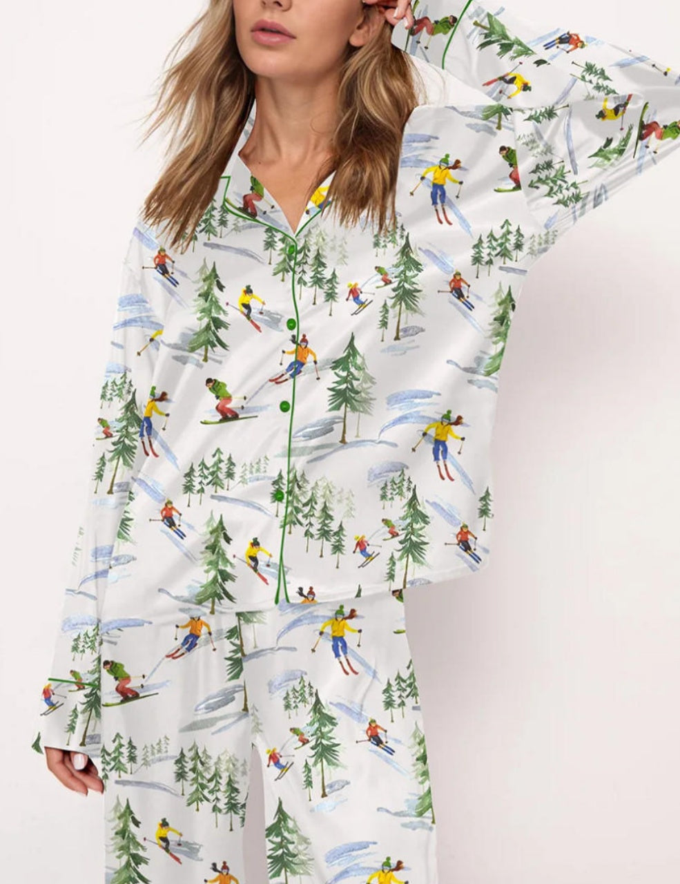 Winter Skiing People Pajama Set	
