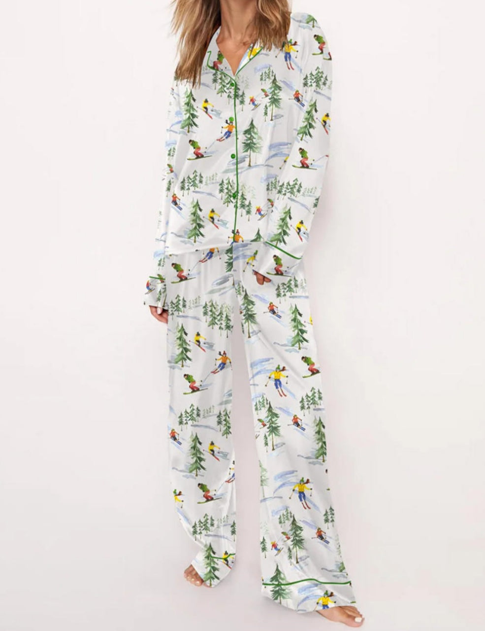 Winter Skiing People Pajama Set	
