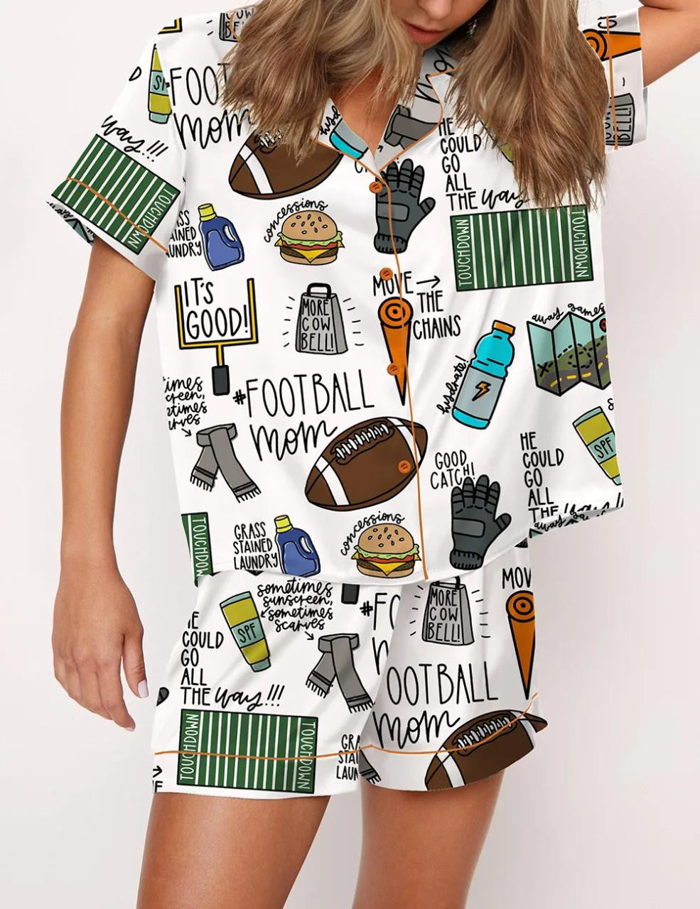 Football Mom Satin Pajama Set	
