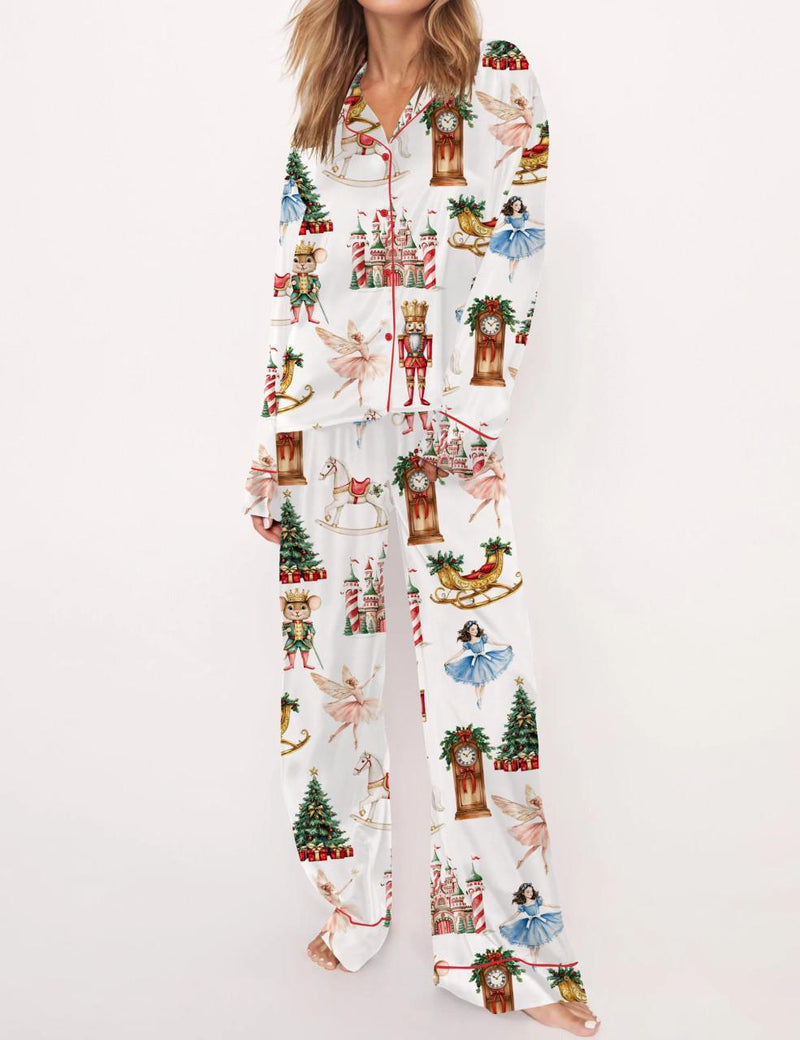 Christmas Nutcracker Ballet Satin Pajama Set For Women	