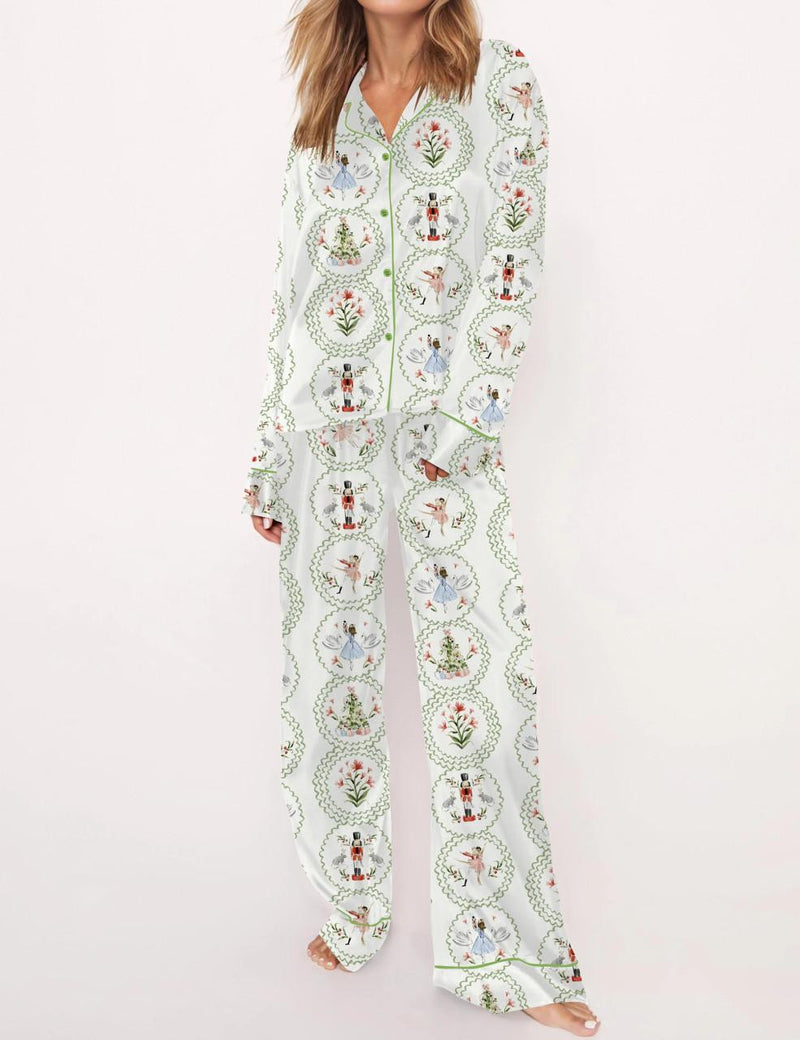 Fancy Nutcracker Satin Pajama Set For Women	