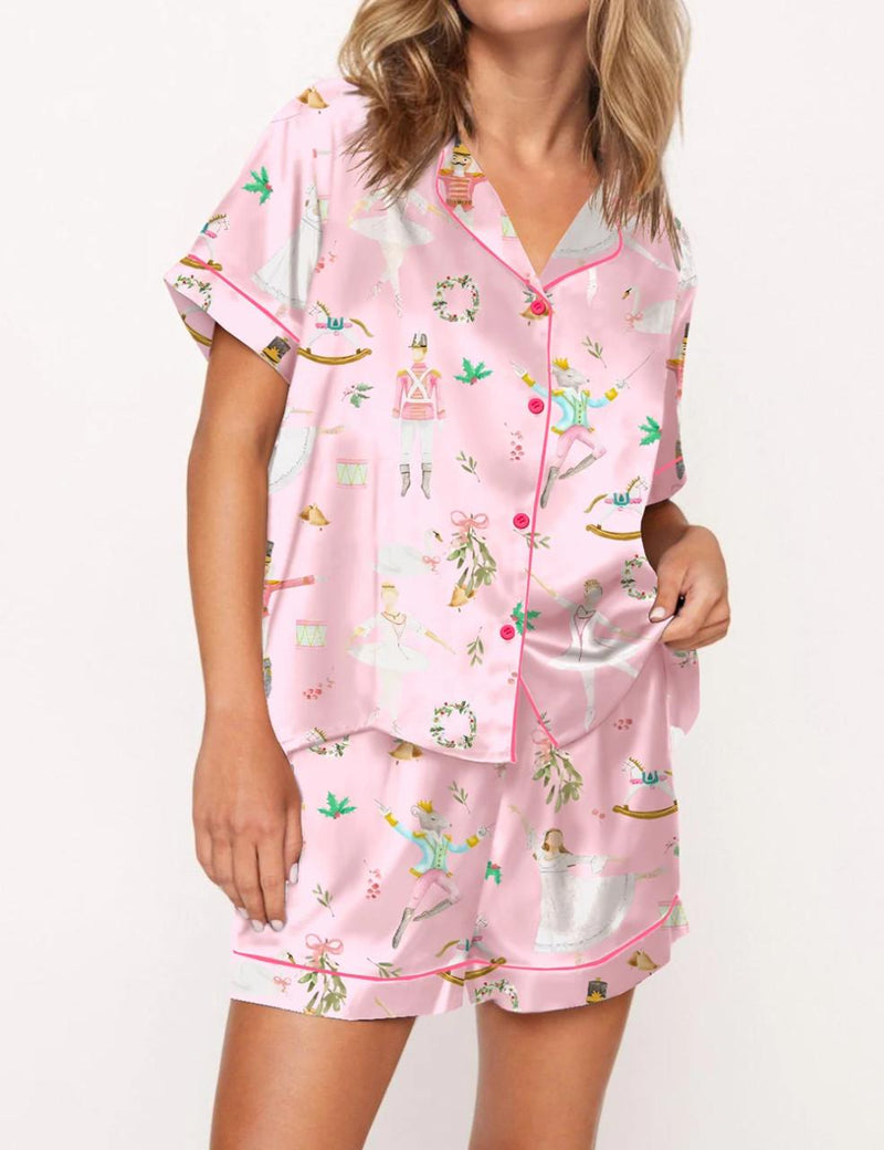 Pink Nutcracker Ballet Satin Pajama Set	