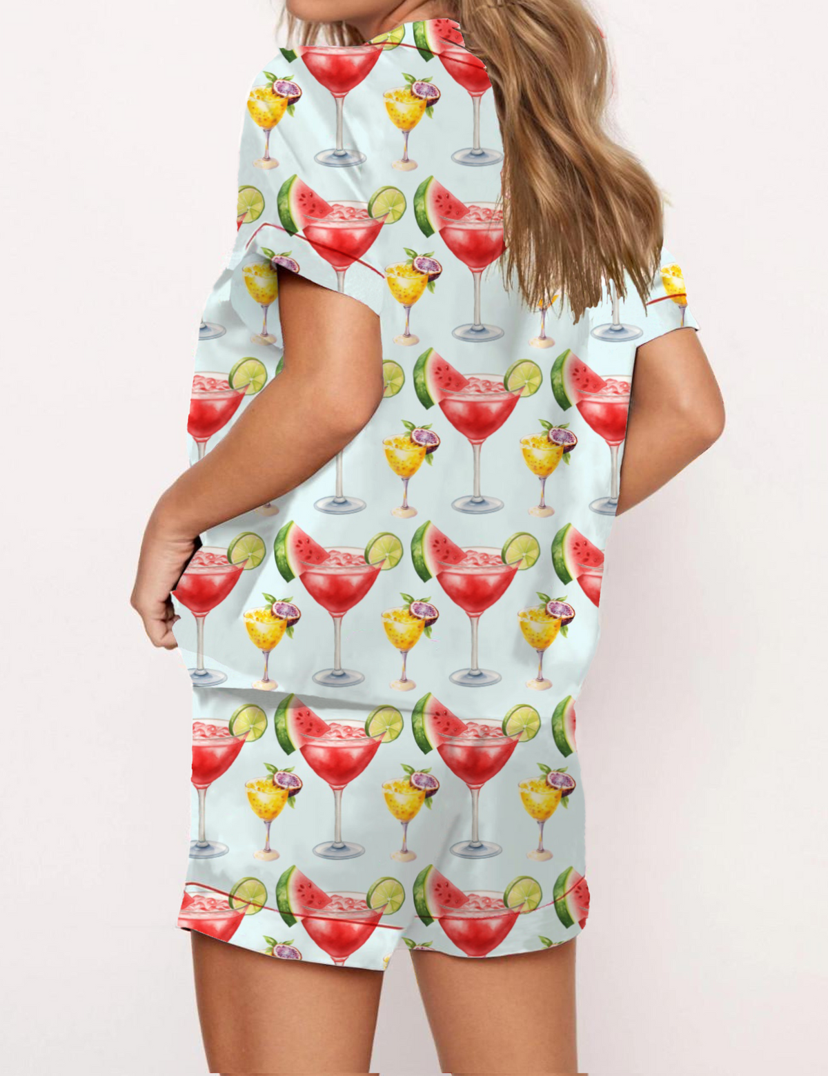 Aperol Spritz Satin Pajama Short Set