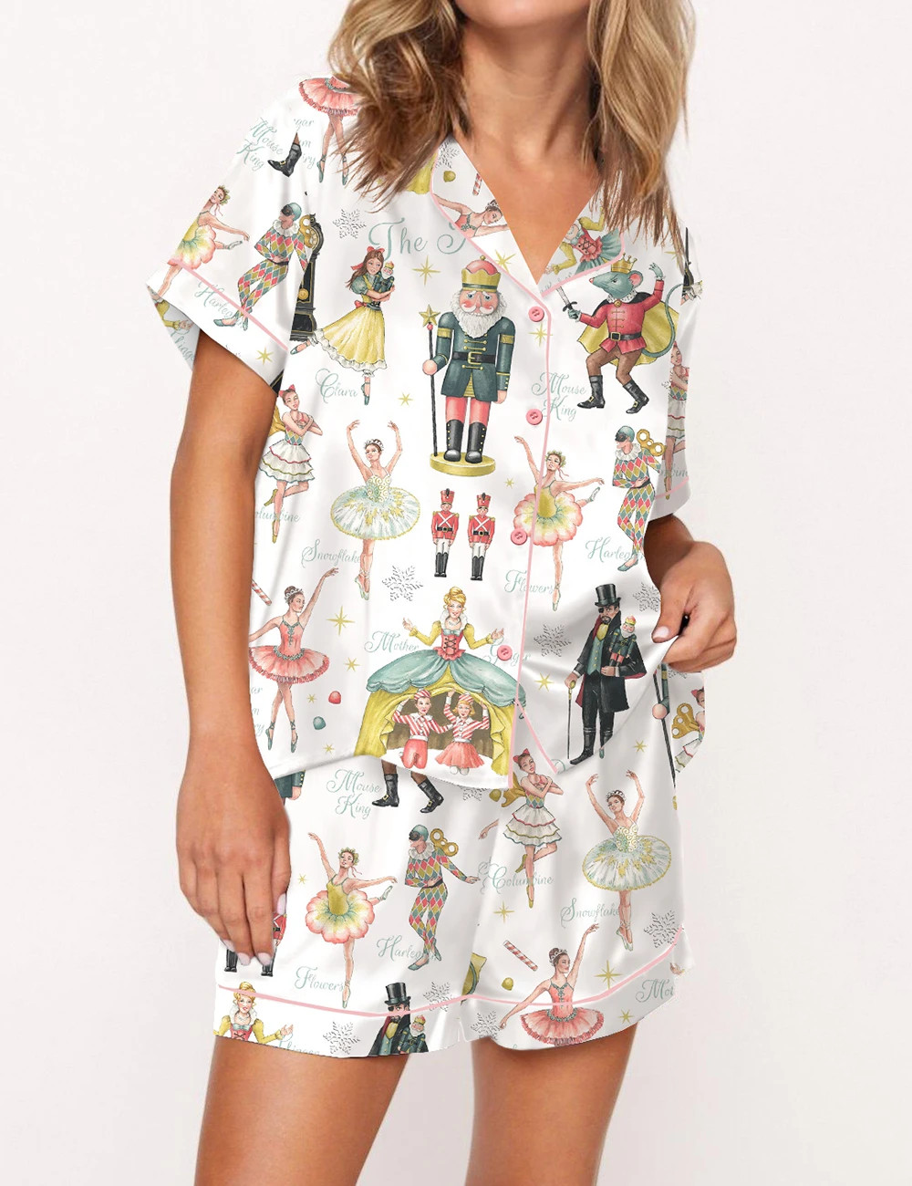 Nutcracker Ballet Christmas Satin Pajama Set	