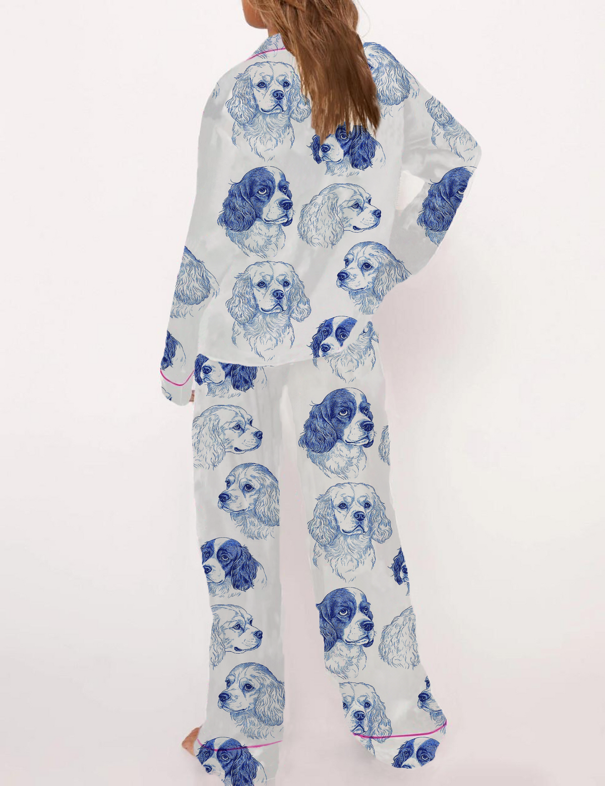 Cavalier King Charles Spaniel Silky Satin Pajama Short Set For Women