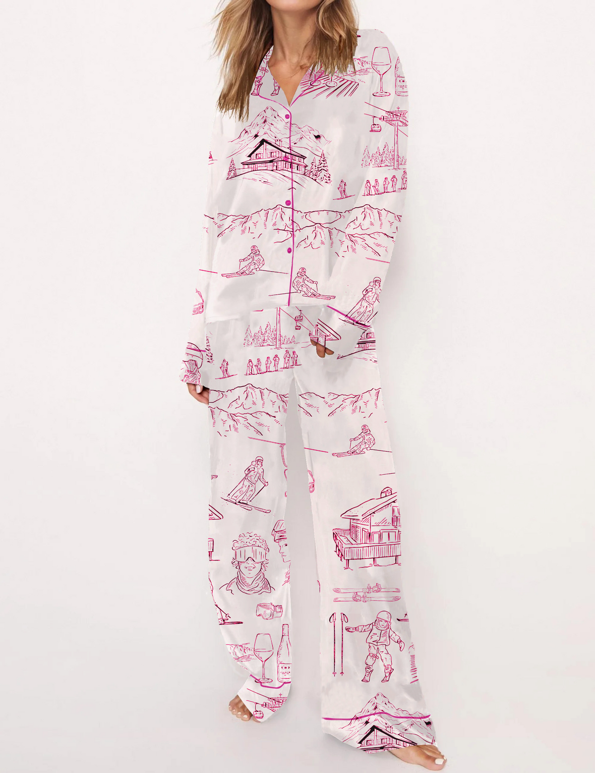 Apr¨¨s Ski Toile Silky Satin Pajama Short Set For Women