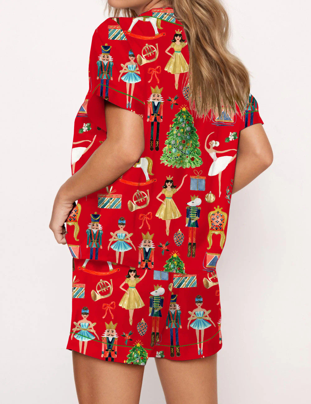 Christmas Nutcracker Silky Satin Pajama Set For Women	