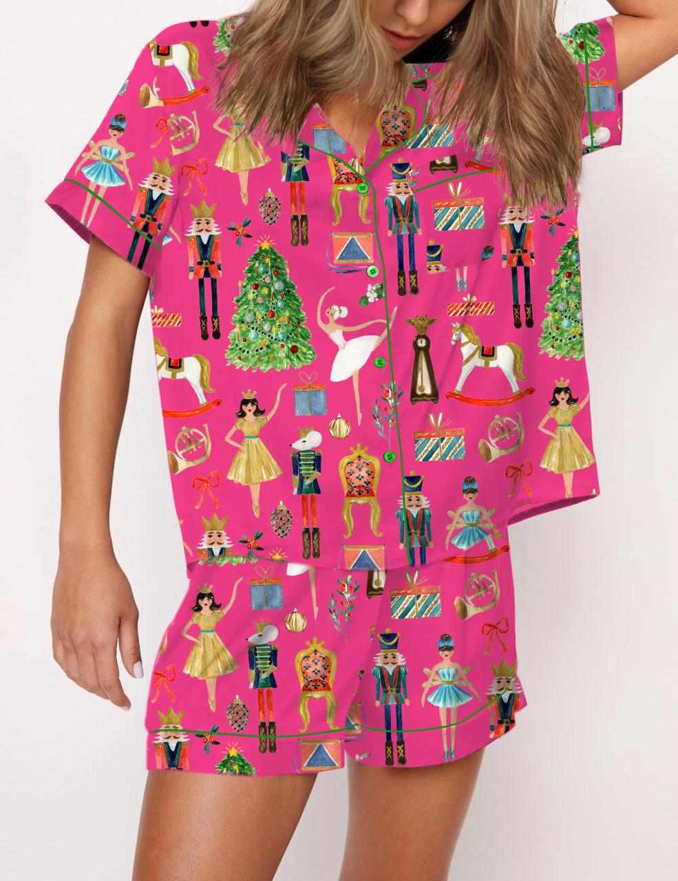 Christmas Nutcracker Silky Satin Pajama Set For Women	