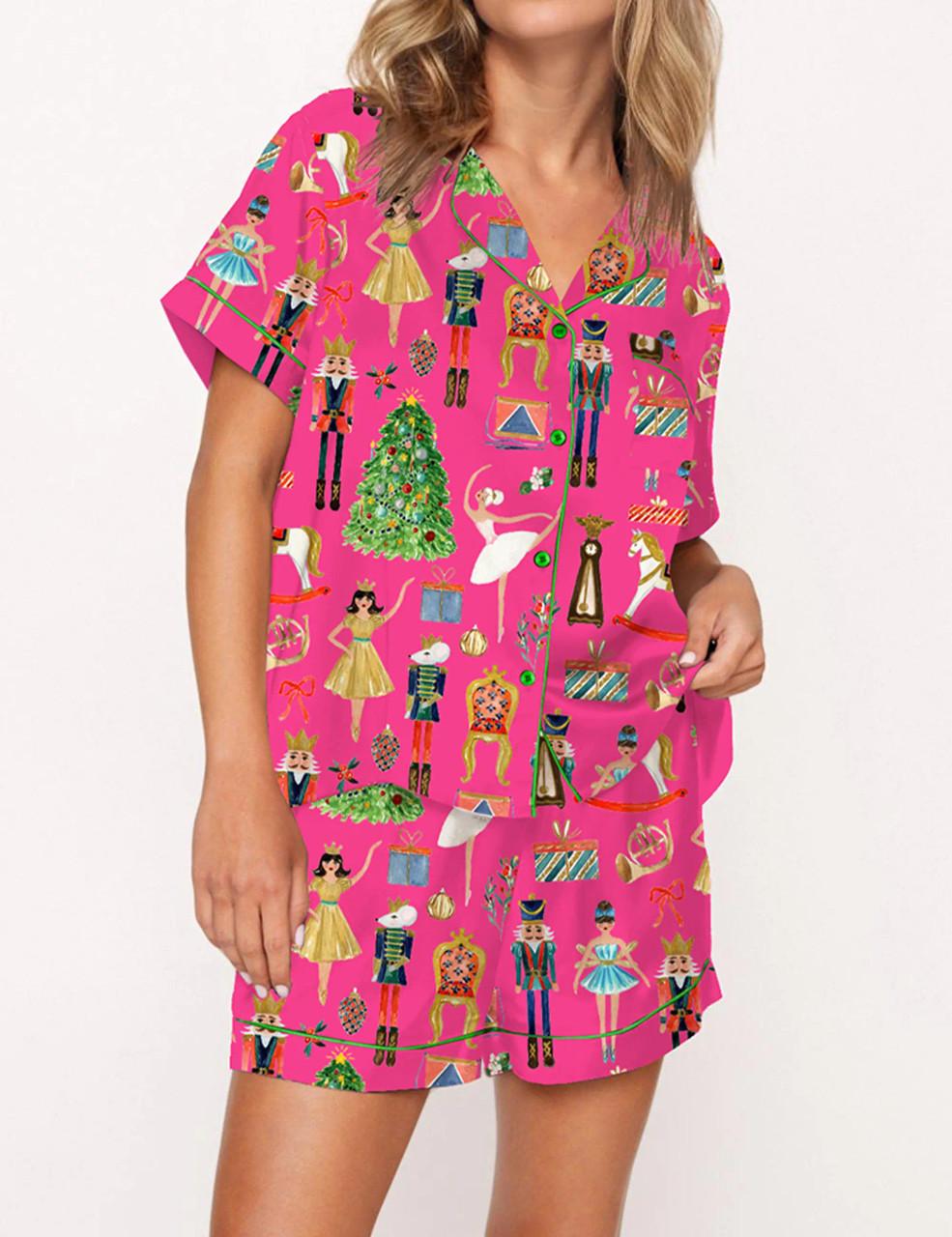 Christmas Nutcracker Silky Satin Pajama Set For Women	