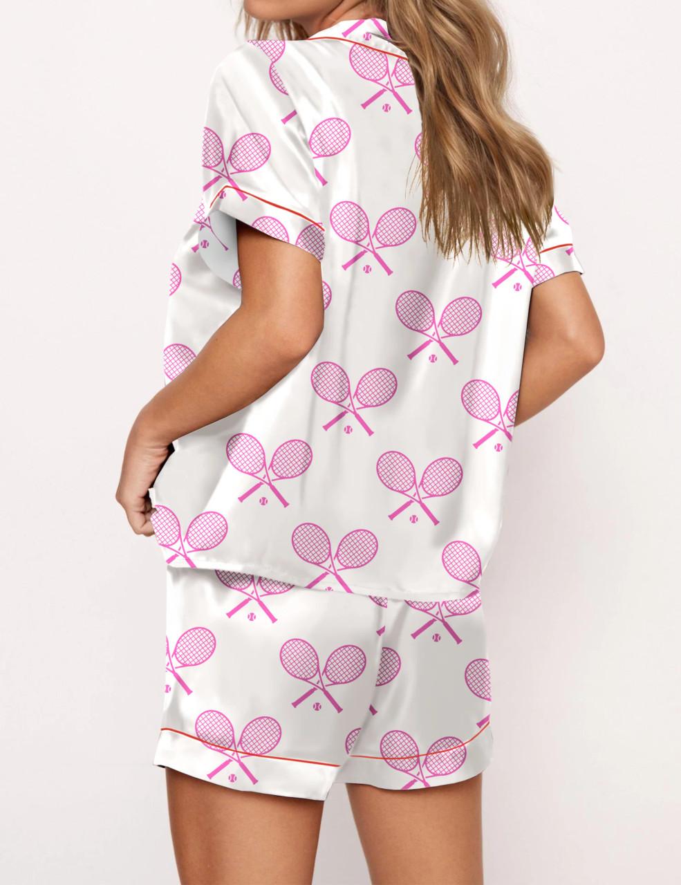 Champagne Tennis Satin Pajama Set For Women	