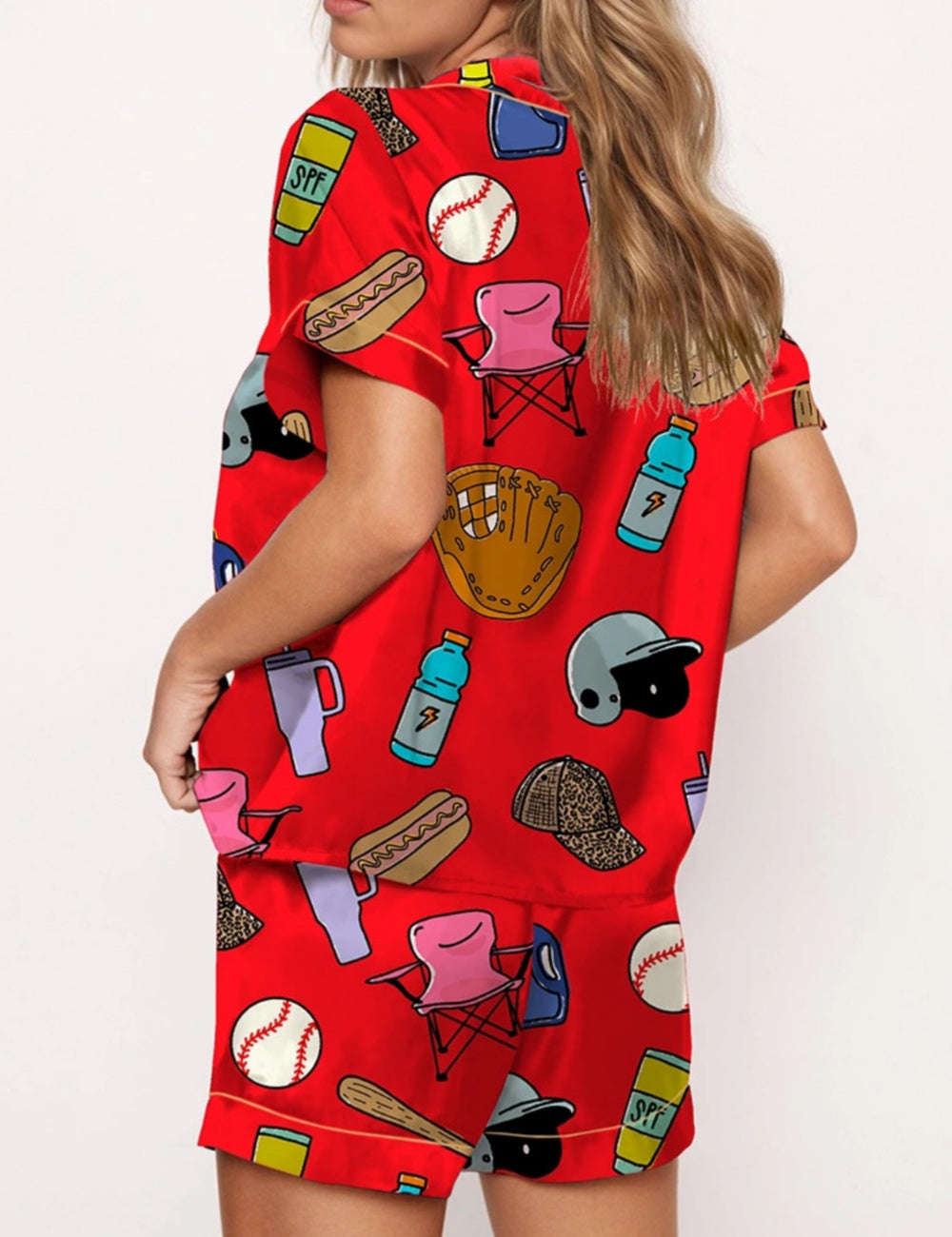Baseball Mom Satin Pajama Set For Women	