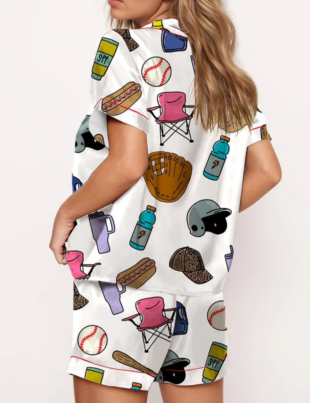 Baseball Mom Satin Pajama Set For Women	