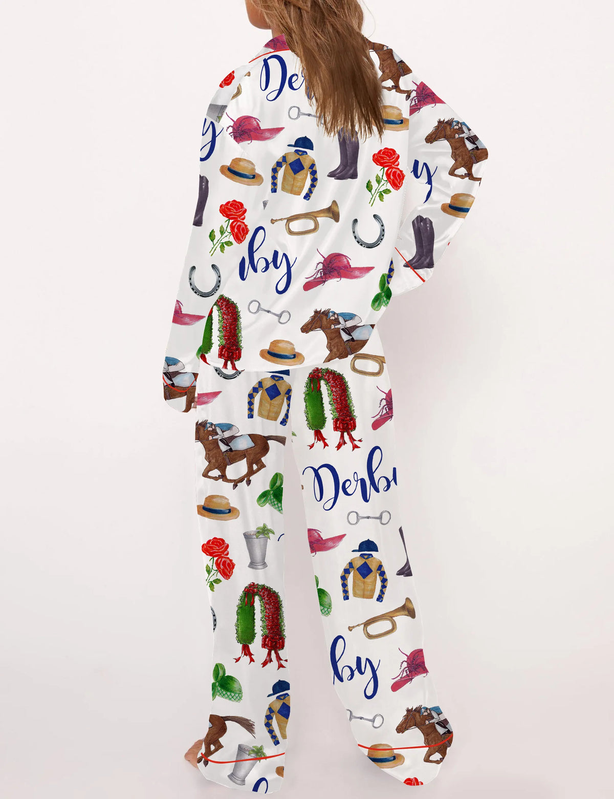 The Kentucky Derby Satin Pajama Set For Women	