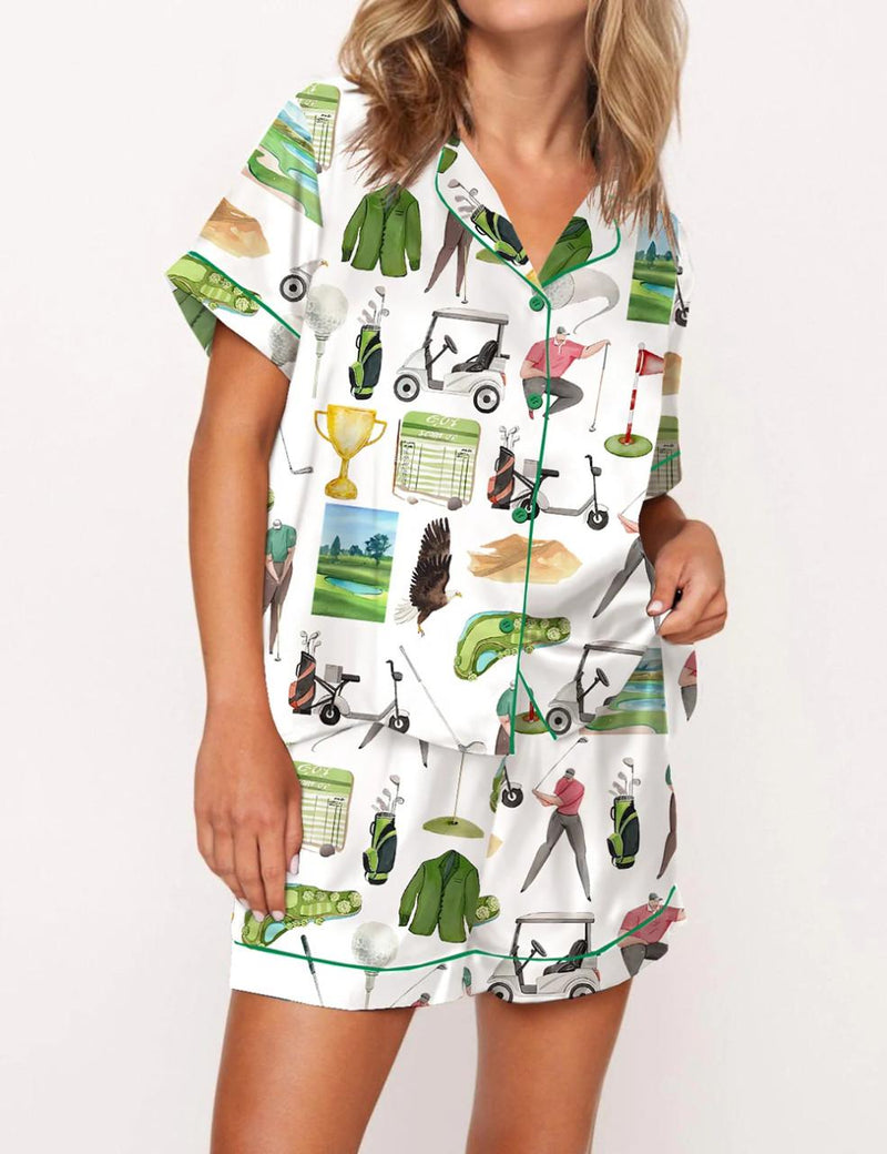 Golf Watercolor Satin Pajama Set	