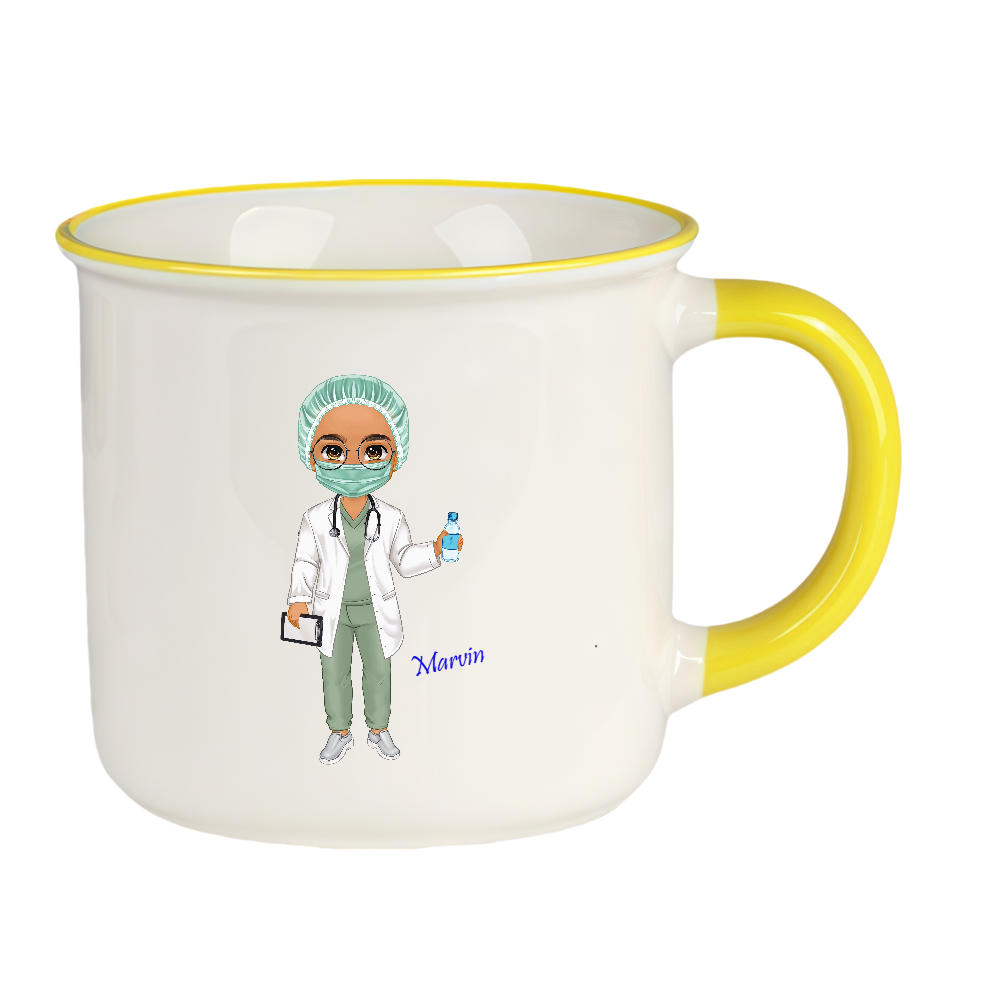 Personalized Cartoon Medical Character Coffee Cup Ceramic Mug Birthday Gratitude Gift for Nurse Doctor Medical Staff
