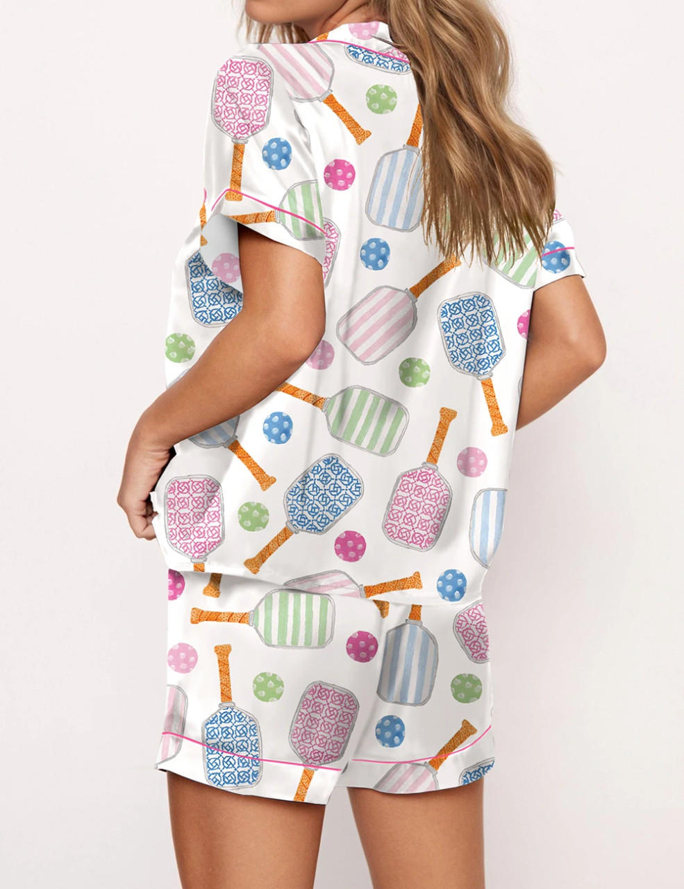 Pickleball Watercolor Satin Pajama Set	