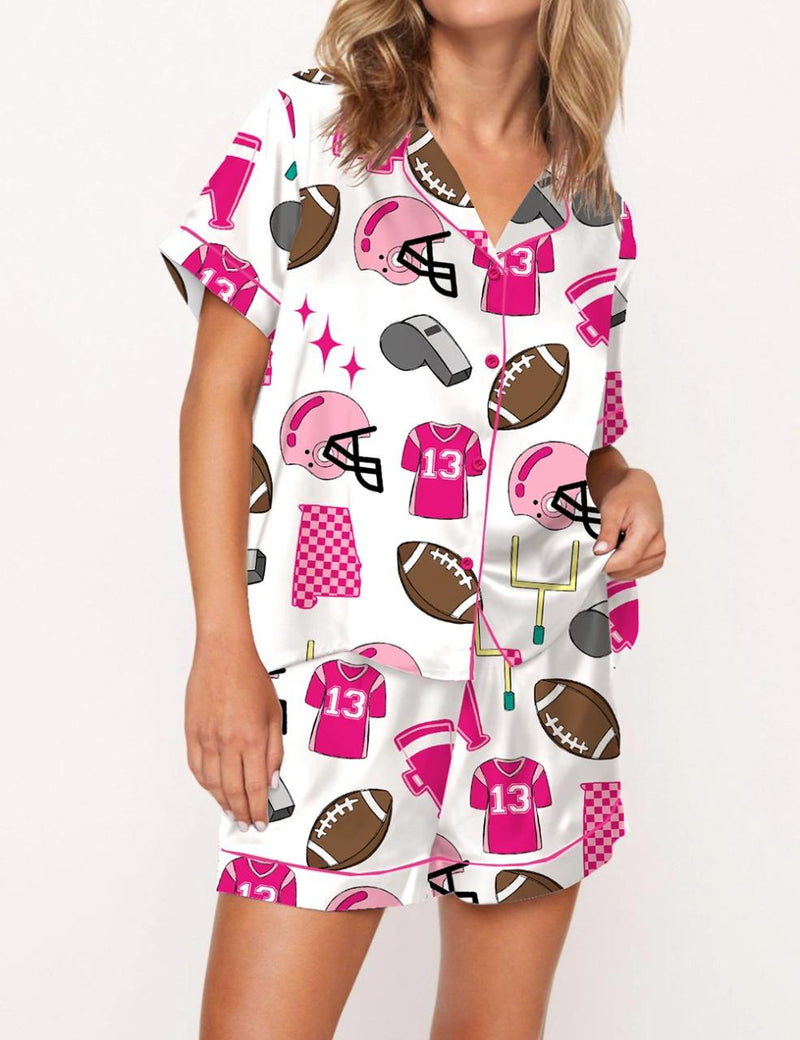 Football Theme Satin Pajama Set	