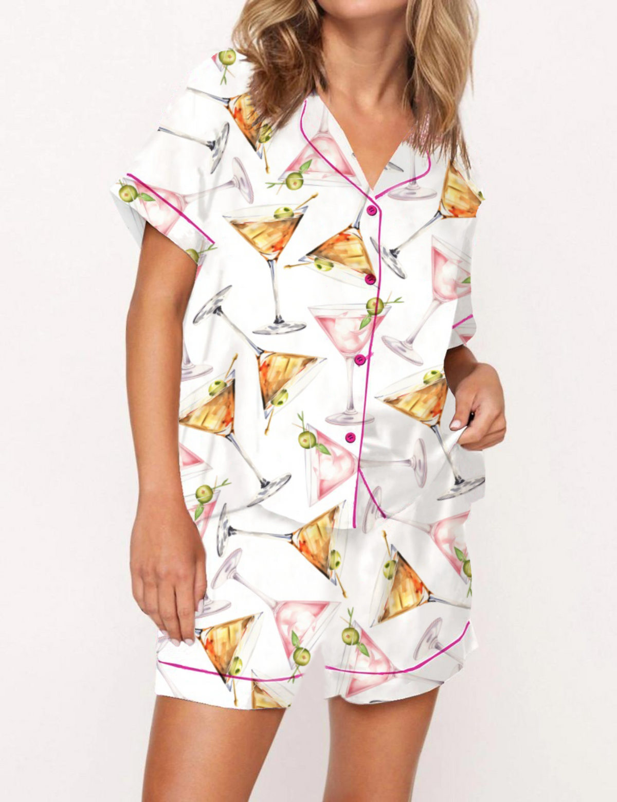 Aperol Spritz Holiday Satin Pajama Short Set