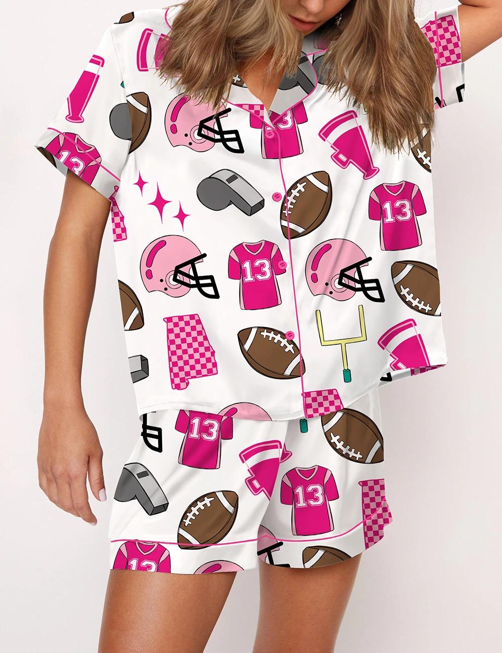 Football Theme Satin Pajama Set	