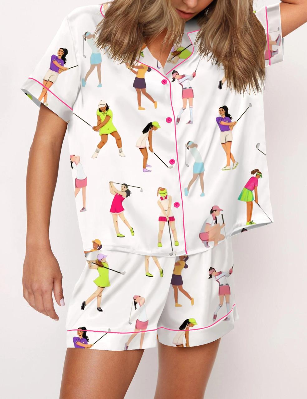Ladies Golf Satin Pajama Set For Women	