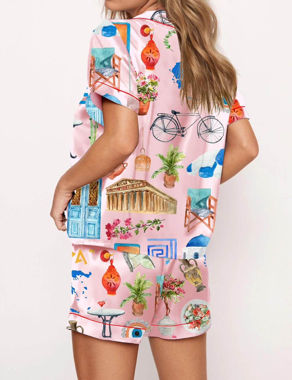 Santorini Greece Travel Pajama Set	