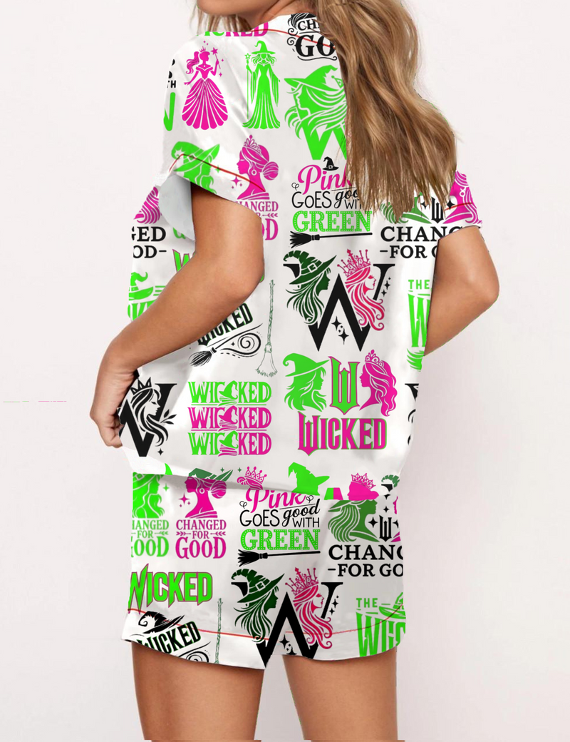 Wicked Silky Satin Pajama Short Set For Women