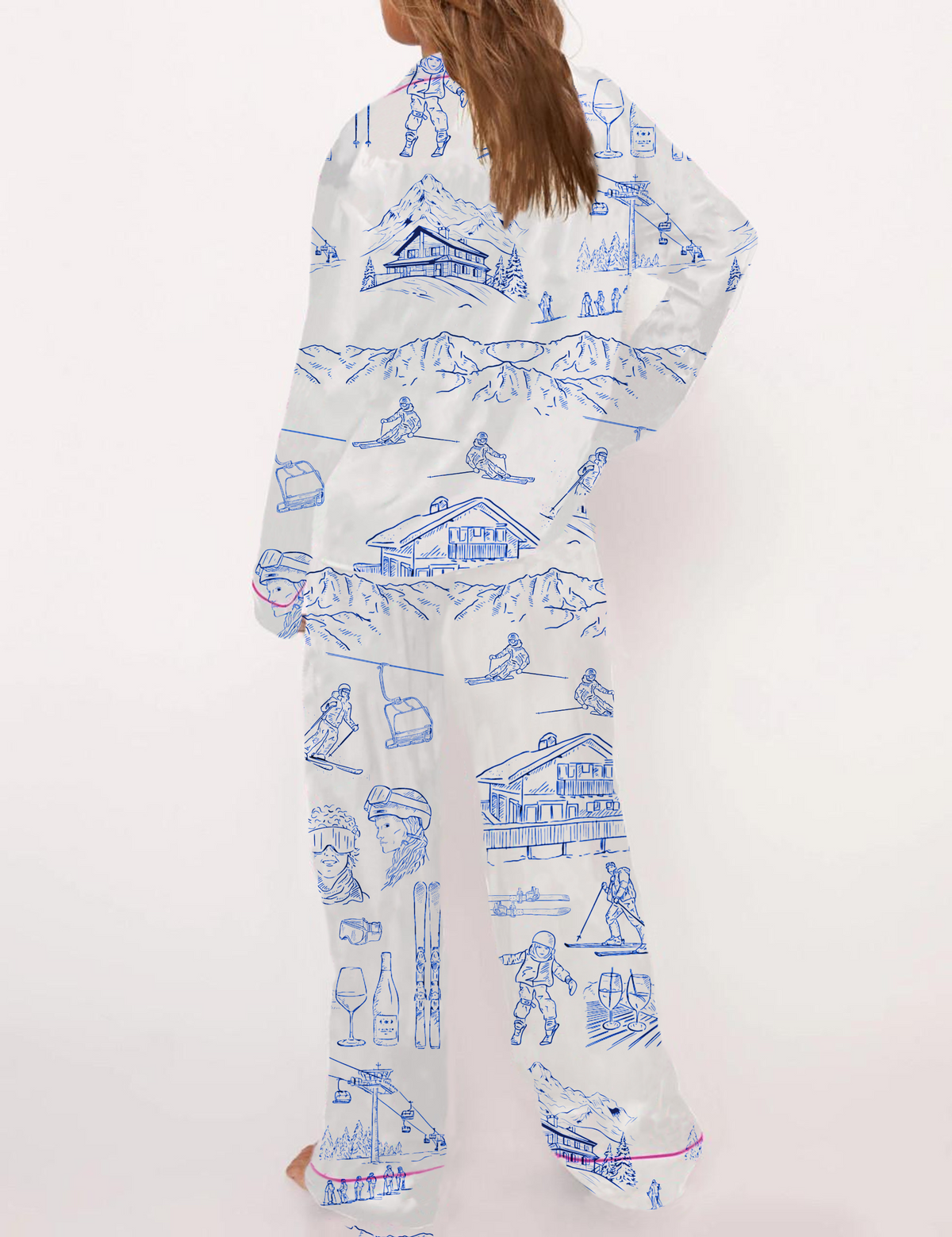 Apr¨¨s Ski Toile Silky Satin Pajama Short Set For Women