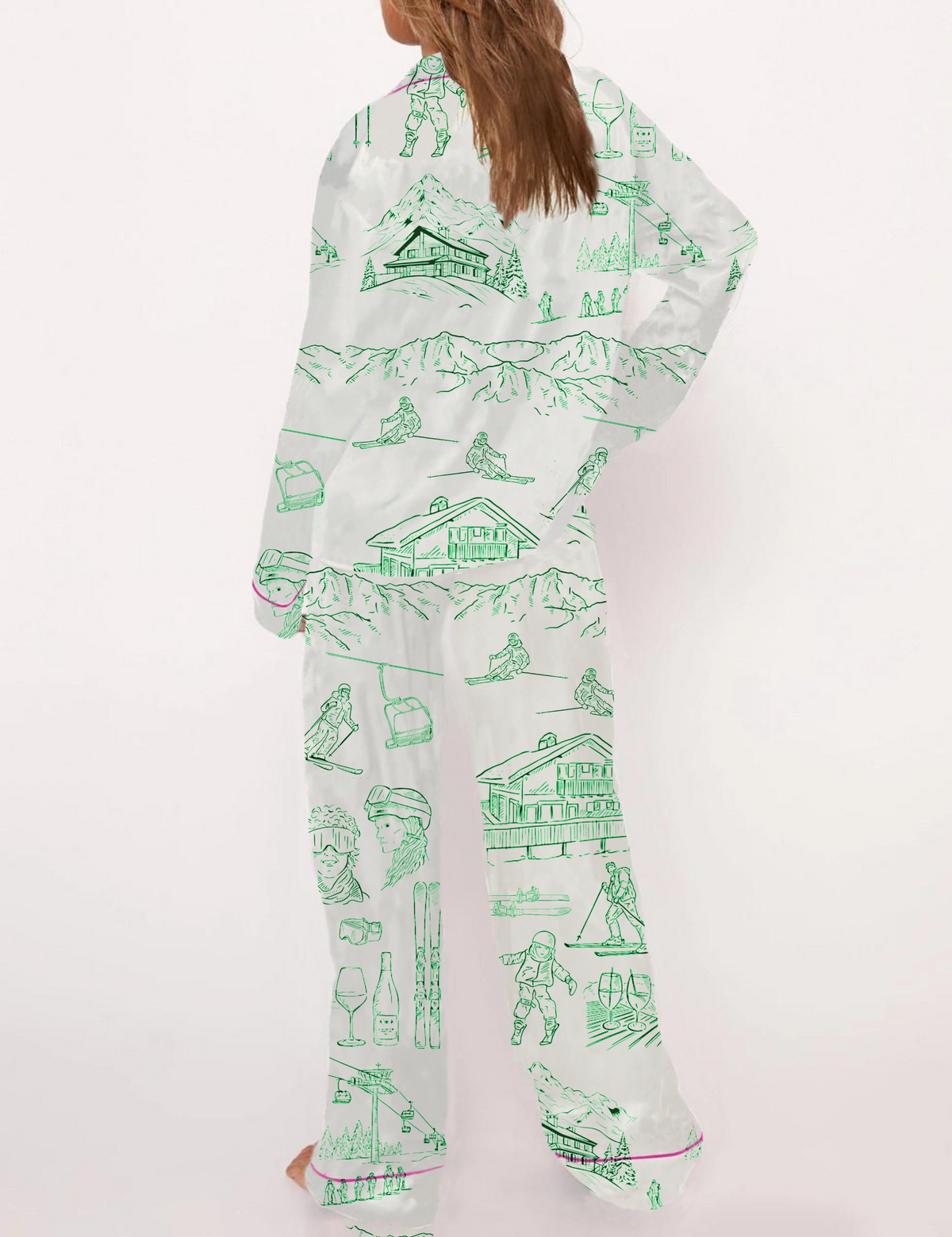 Apr¨¨s Ski Toile Silky Satin Pajama Short Set For Women