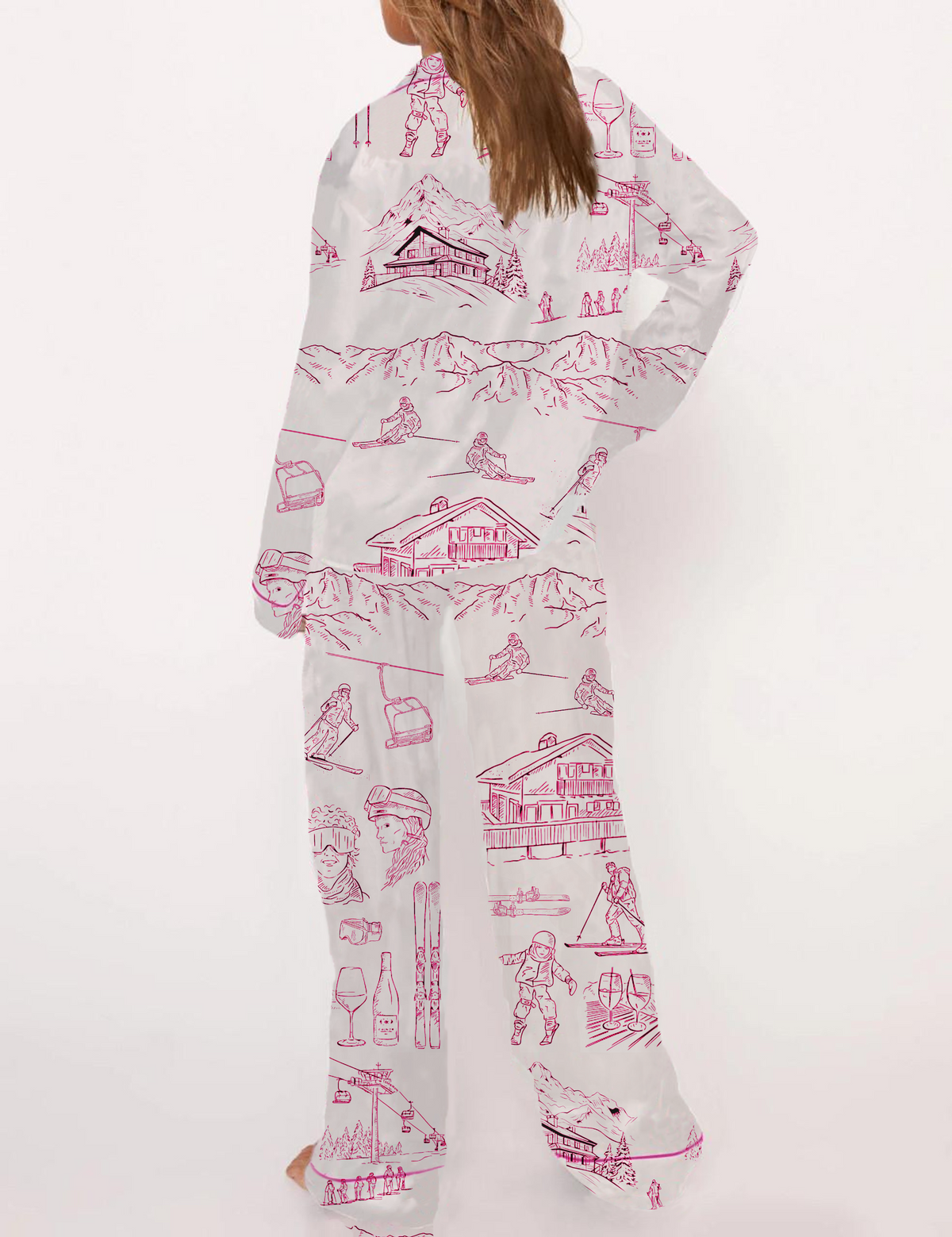 Apr¨¨s Ski Toile Silky Satin Pajama Short Set For Women