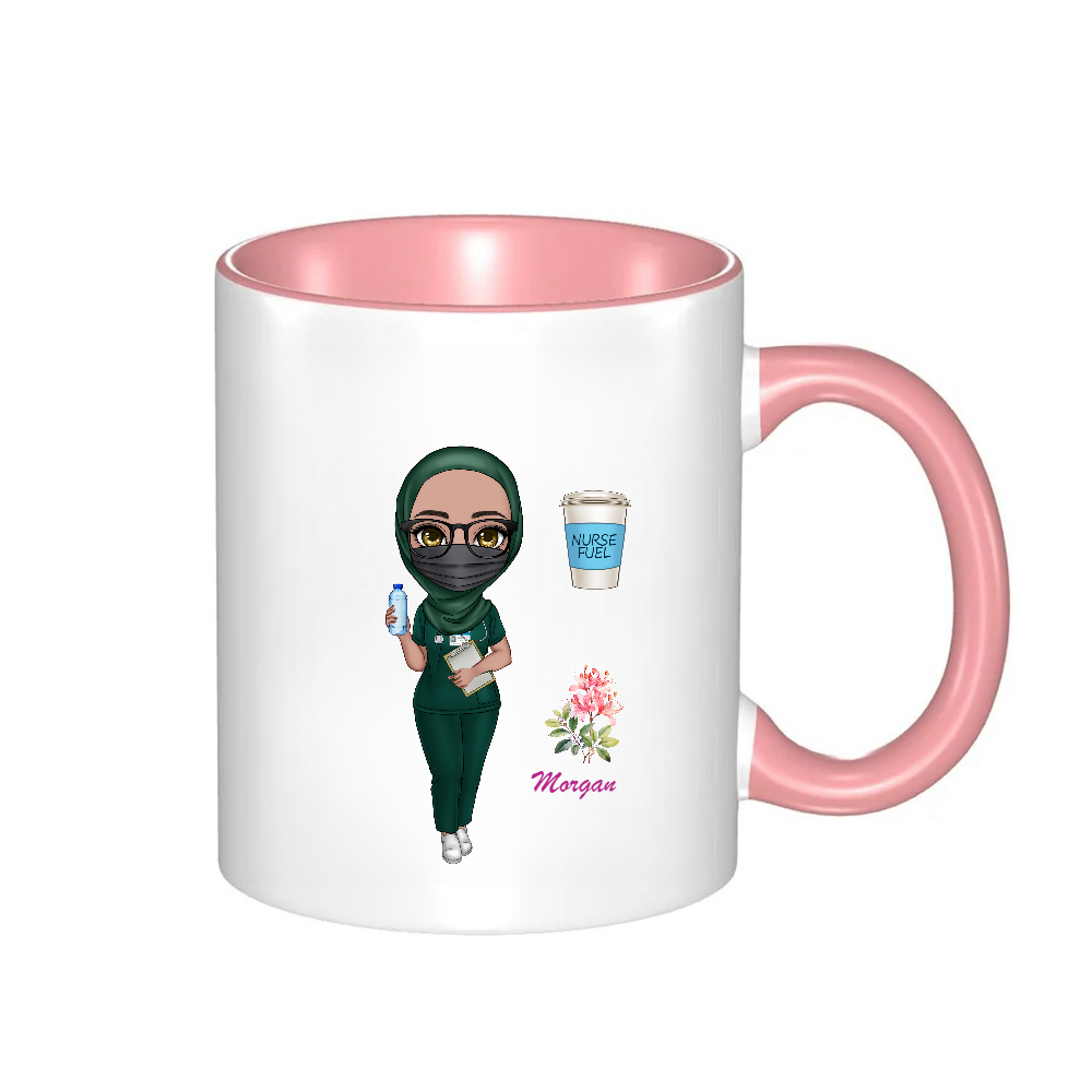 Personalized Doctor Coffee Cup Cartoon Ceramic Mug with Birth Flower and Name