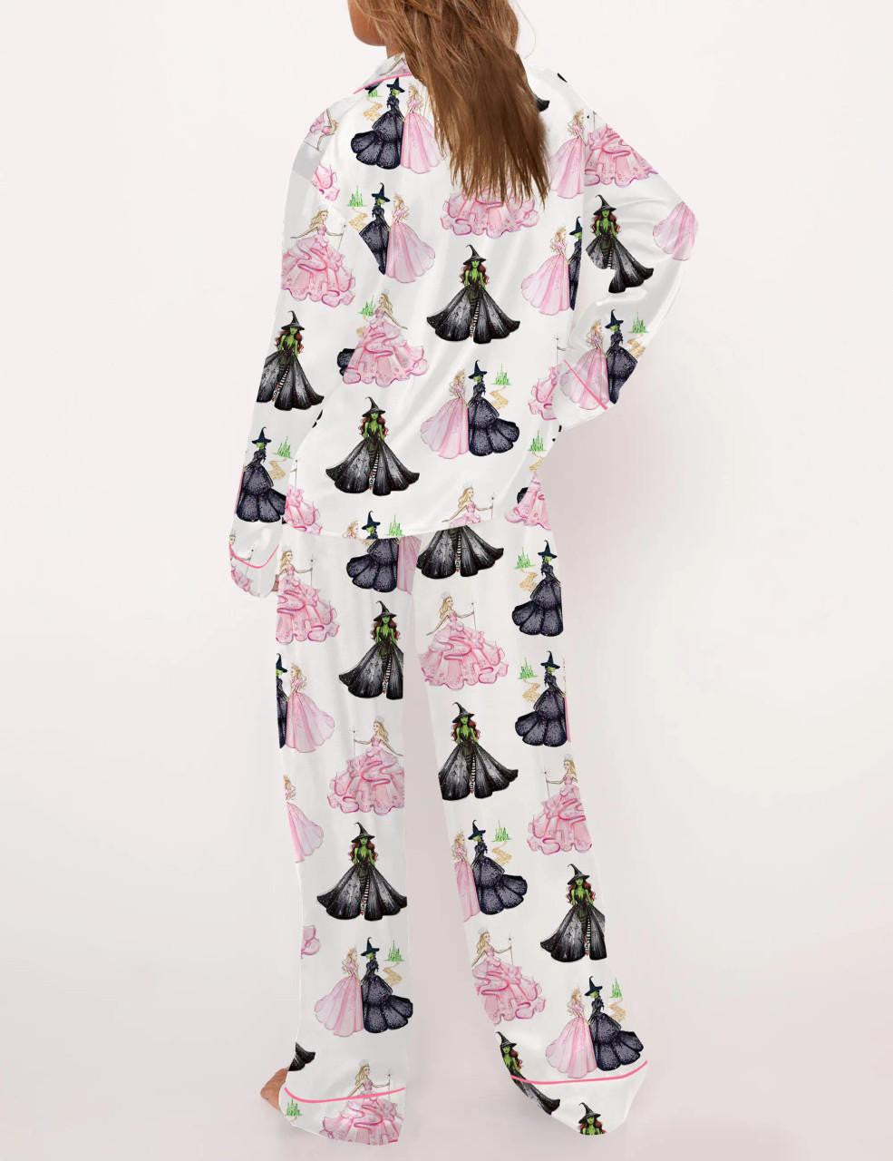 Wicked Print Satin Pajama Set For Women	