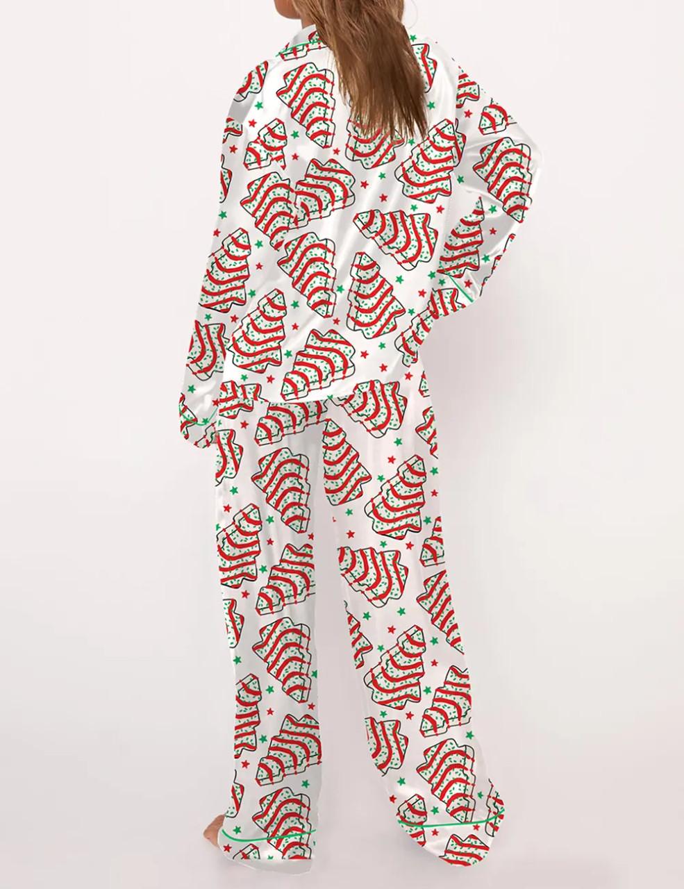 Christmas Tree Cakes Silky Satin Pajama Set For Women	