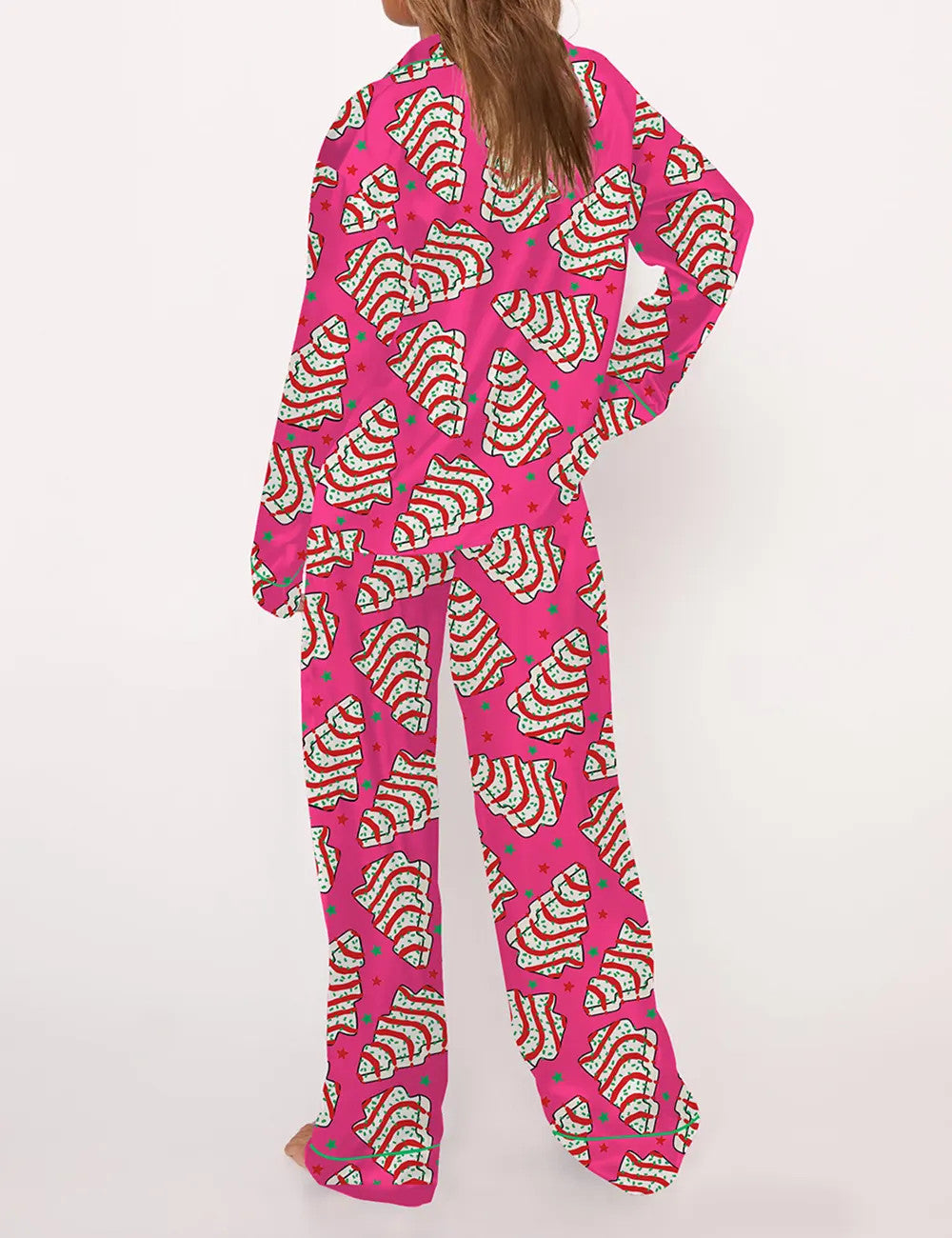 Christmas Tree Cakes Silky Satin Pajama Set For Women	