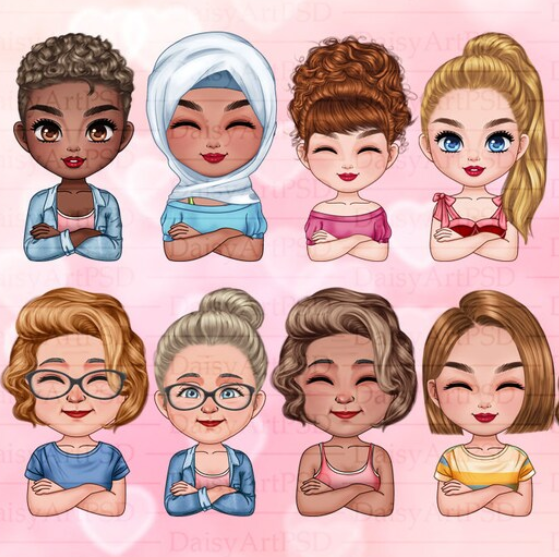 Printable Digital File Personalized Cute Cartoon Character Women Girl Birth Flower with Name Digital PNG Download