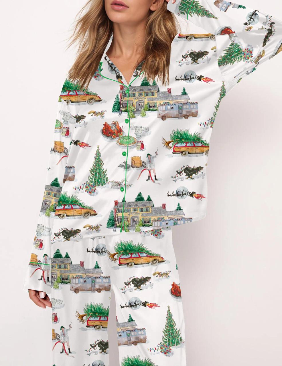 Lampoon's Christmas Satin Pajama Set For Women	